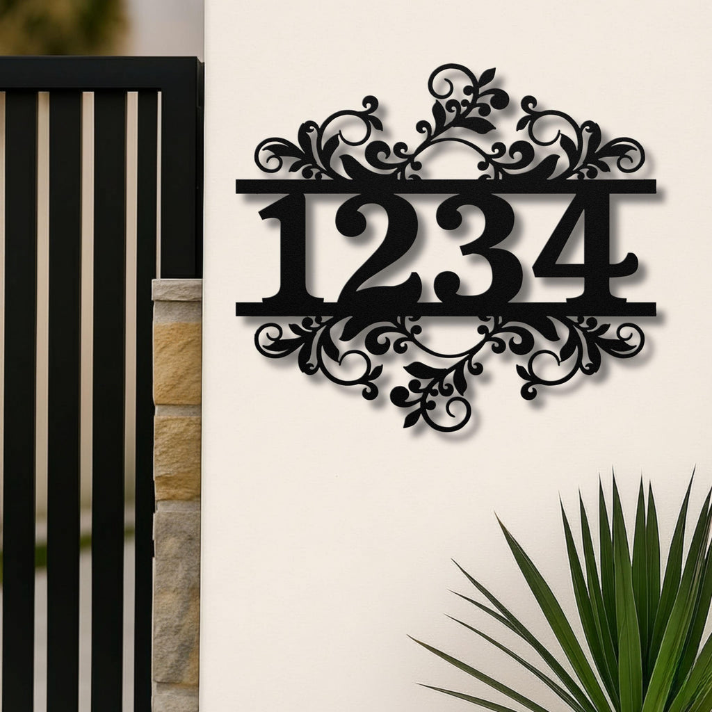 Personalized Metal Address Sign, Scroll Swirl House Numbers, Door Decor