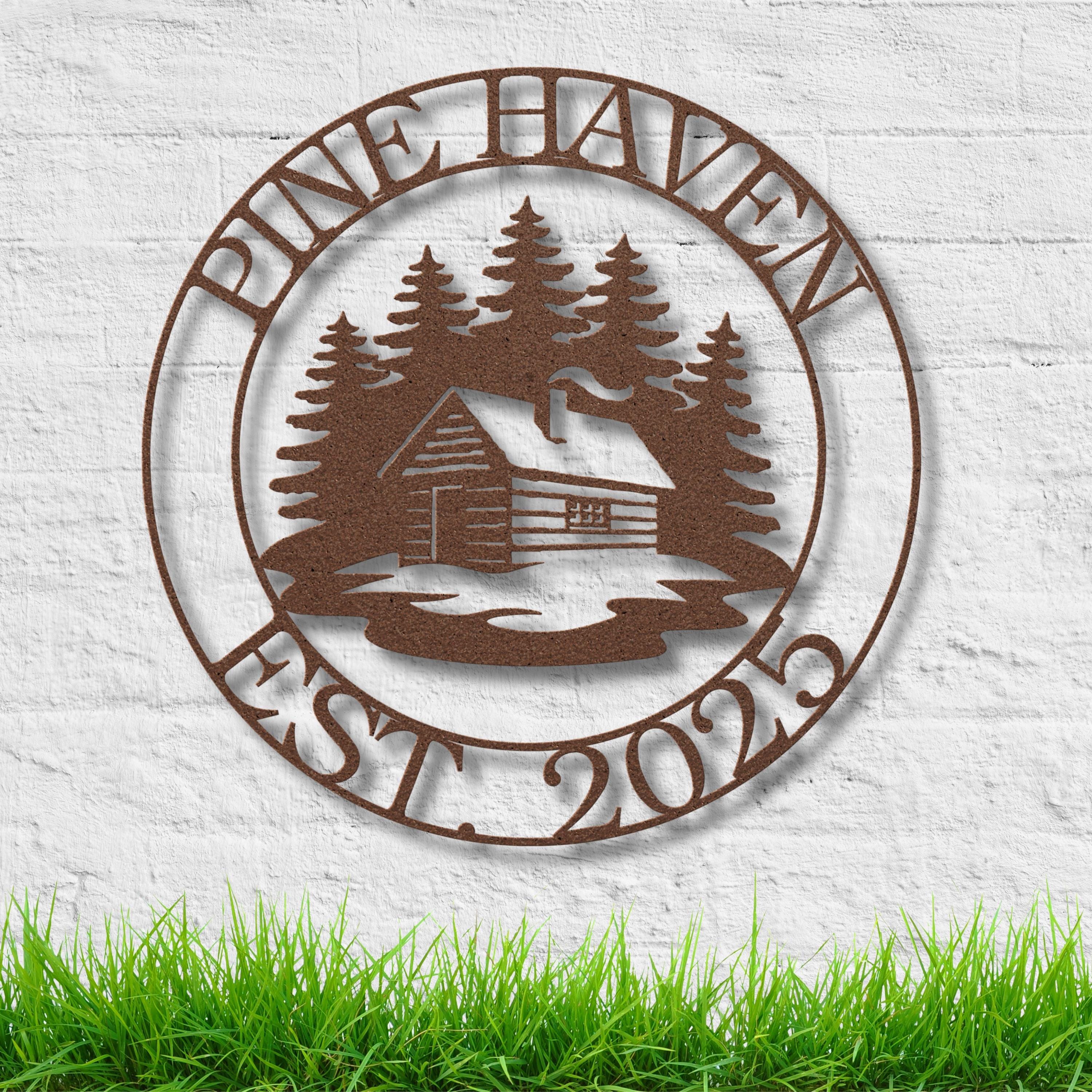 Personalized Cabin Sign - Custom Metal Lodge Sign for Rustic Log Home Decor