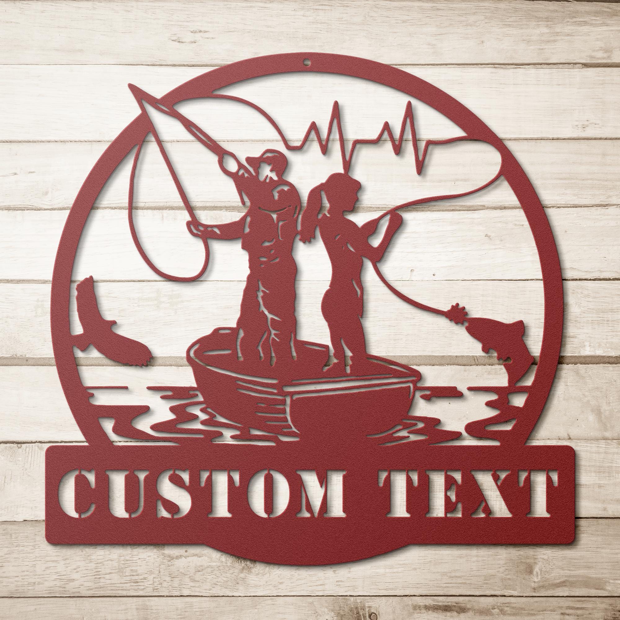 Personalized Fishing Sign - Custom Metal Wall Art | Lake Cabin Decor Anniversary Gift