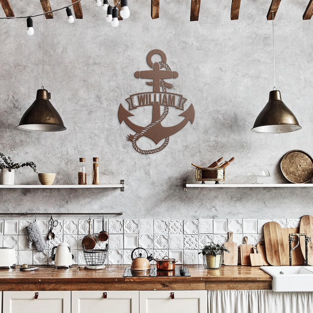 Personalized Anchor Metal Sign: Custom Nautical Wall Art