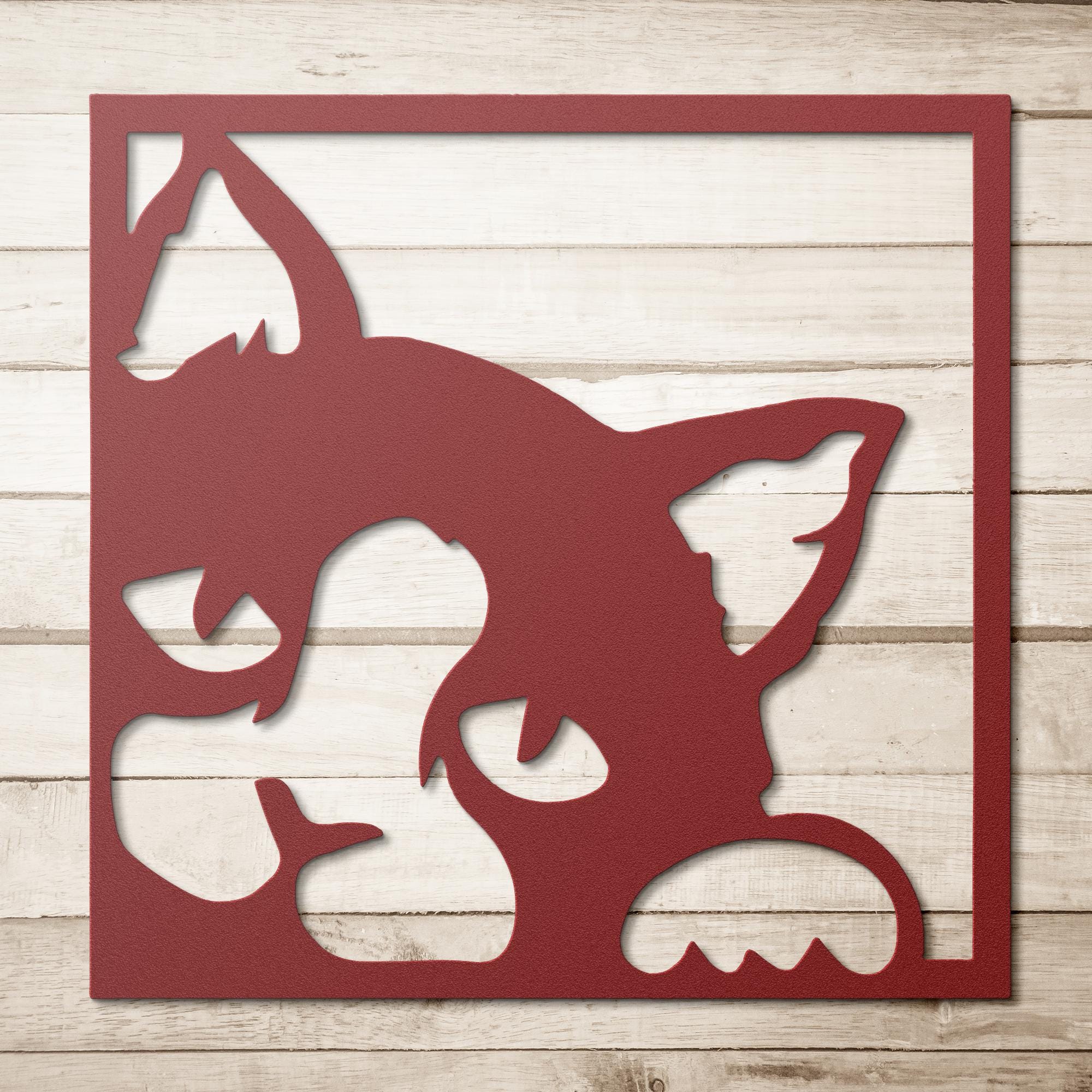 Peeking Cat Wall Art | Modern Animal Artwork - Black Cat Metal Sign Gift