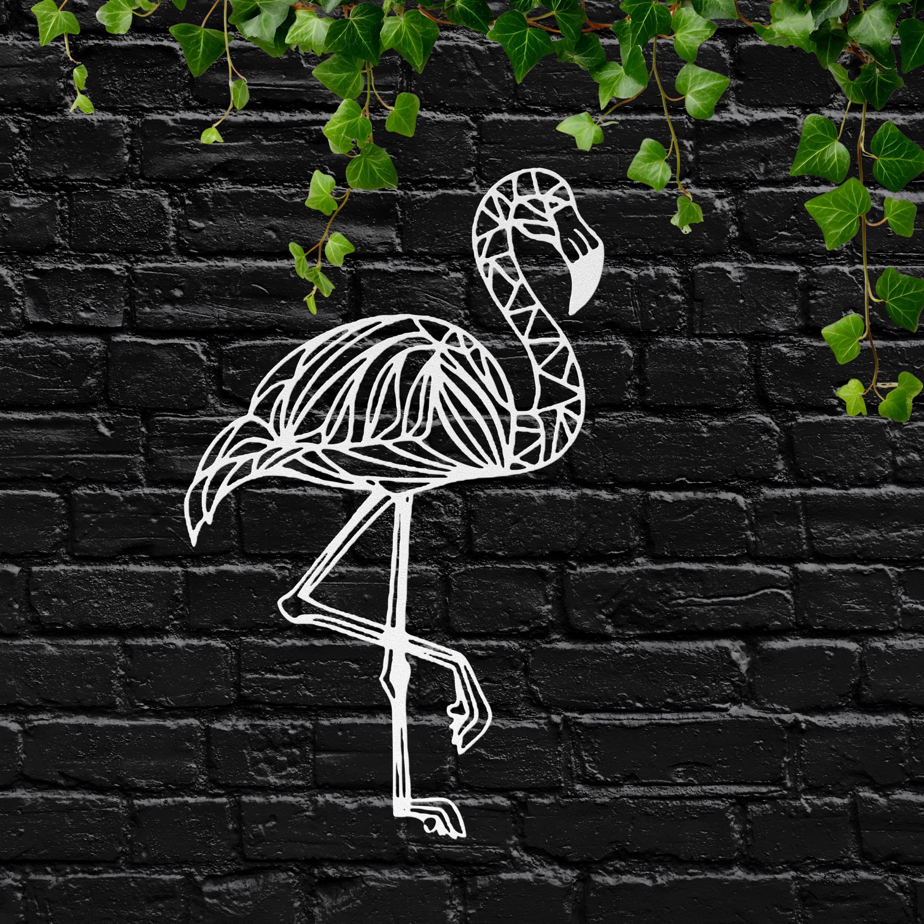 Geometric Flamingo Metal Wall Art, Modern Tropical Decor, Pink Flamingo Sign, Nursery Art