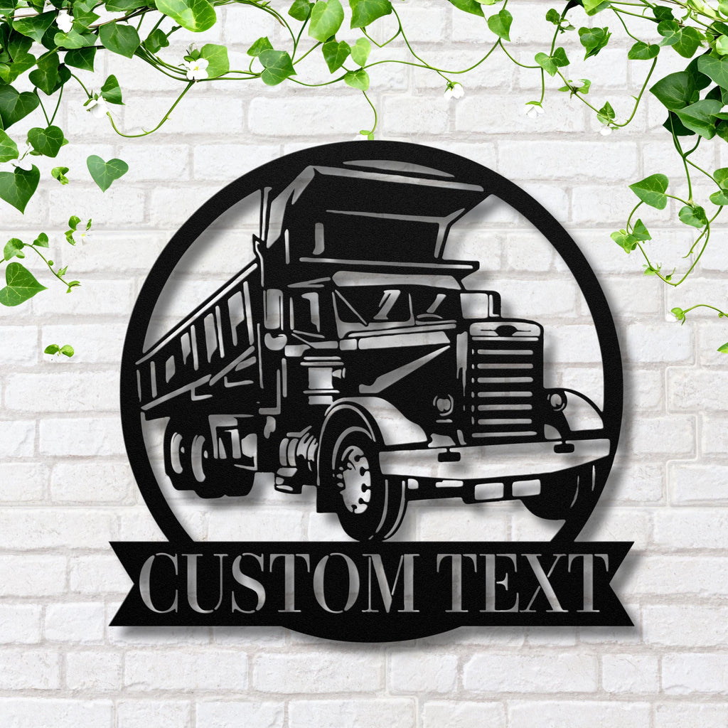 Personalized Dump Truck Sign - Custom Metal Sign | Business Name Wall Art