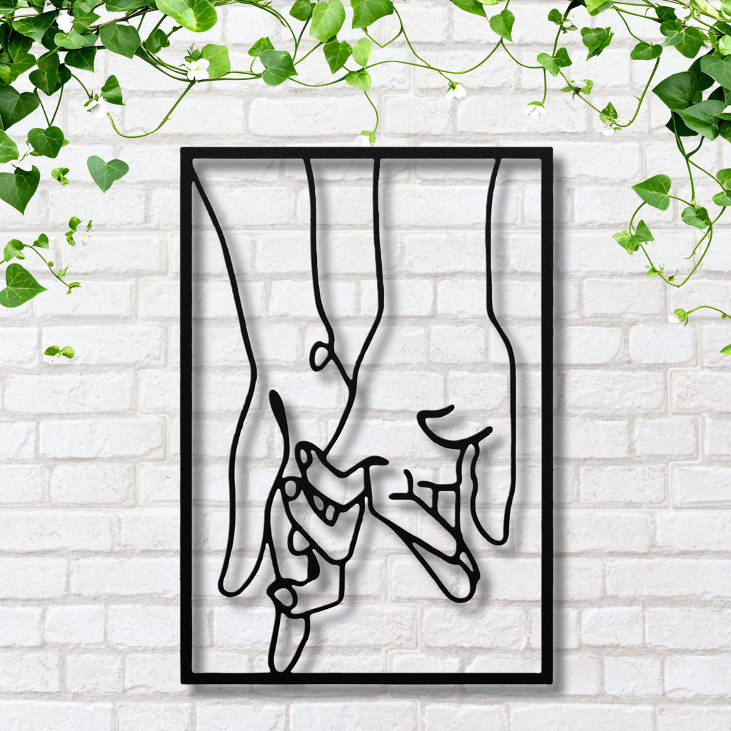 Holding Hands Metal Wall Art, Romantic Couple Line Sign, Wedding Anniversary Gift Decor