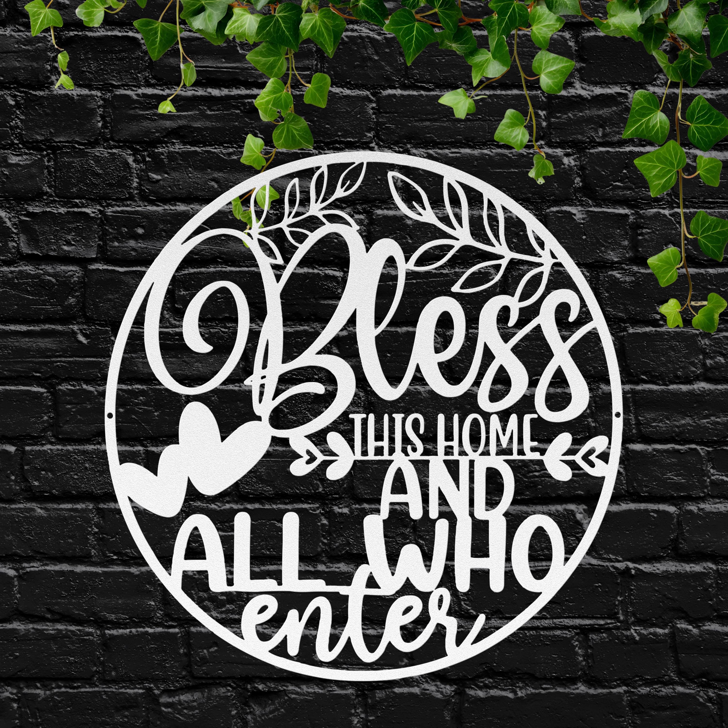 Bless This Home Metal Sign, Round Inspirational Wall Art