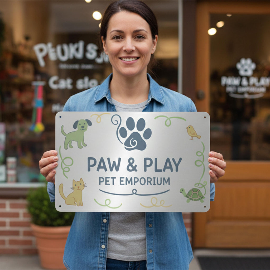 Personalized Pet Sign - Custom Metal Sign for Veterinarian Clinic & Pet Shop Decor