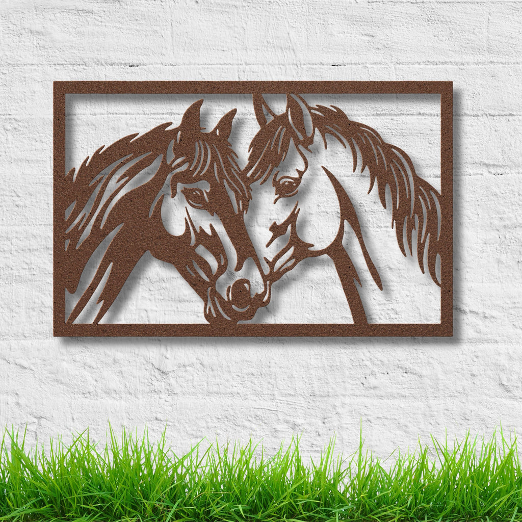 Horse Metal Art | Intertwined Horses Silhouette - Custom Ranch Style Sign