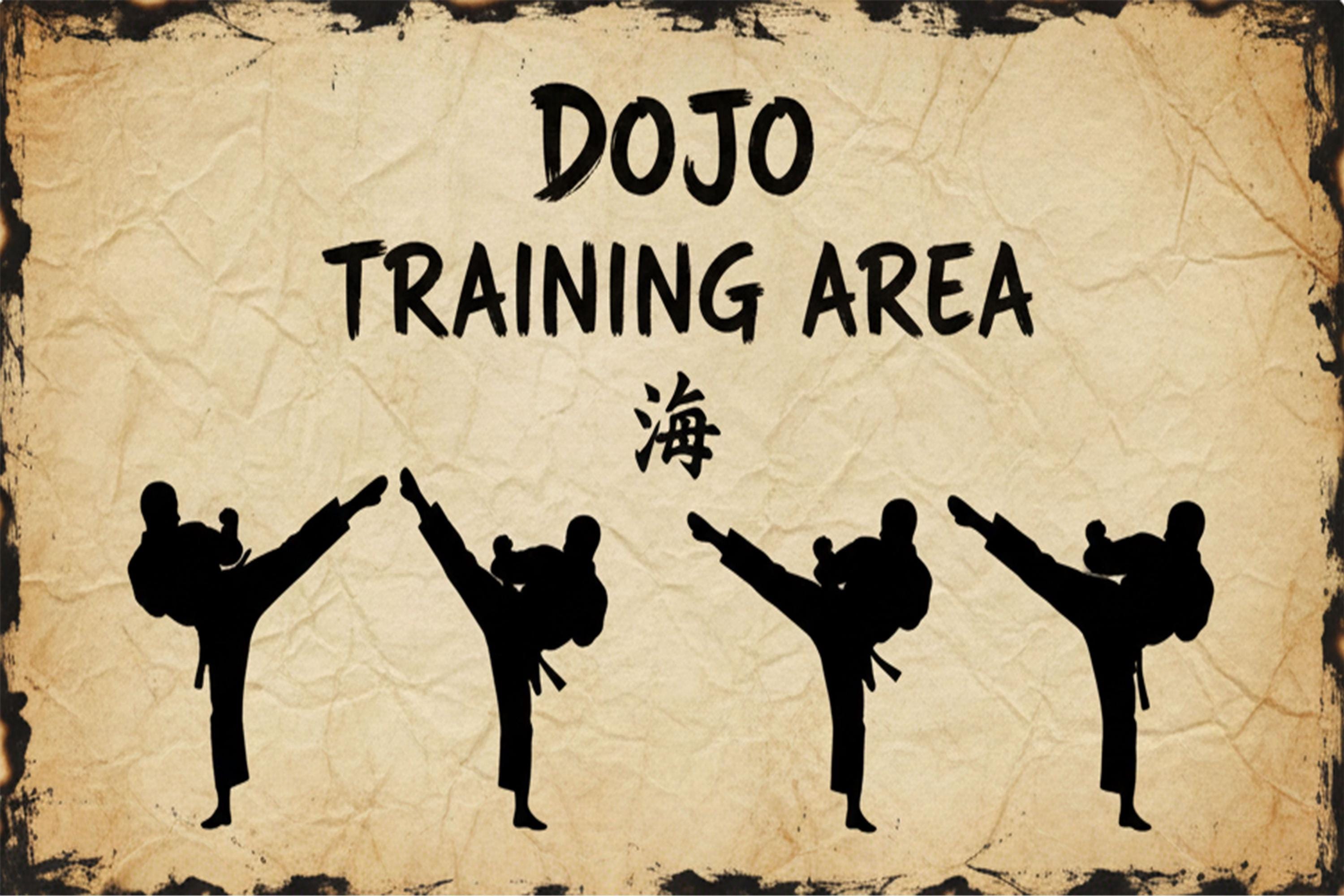 Dojo Training Sign – Vintage Martial Arts Decor | Custom Metal Karate Wall Art