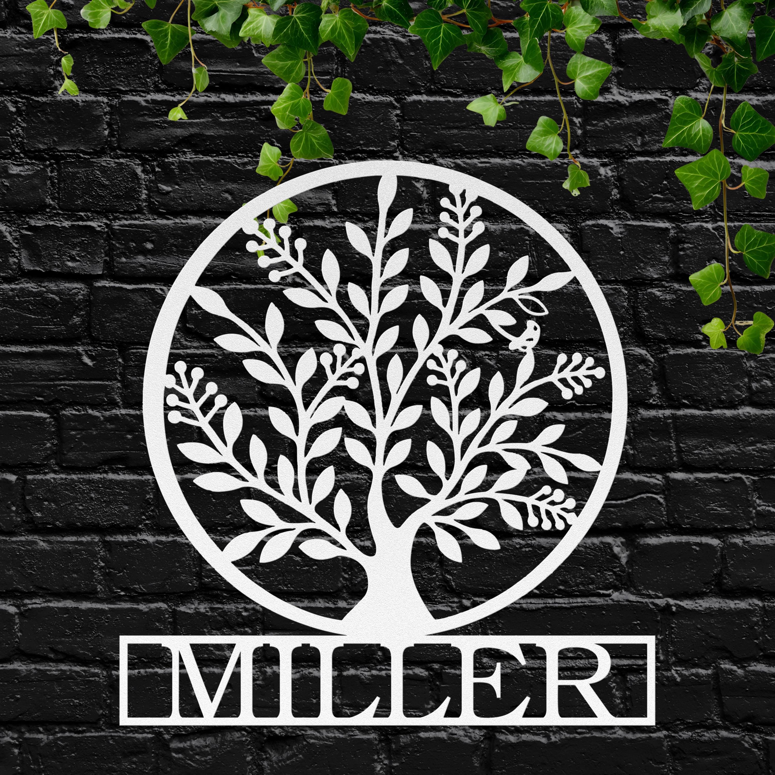 Personalized Family Tree Metal Sign, Custom Last Name Wall Art