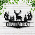 Personalized Deer Antler Metal Sign | Custom Hunting Cabin Decor | Rustic Woodland Hunter Gift