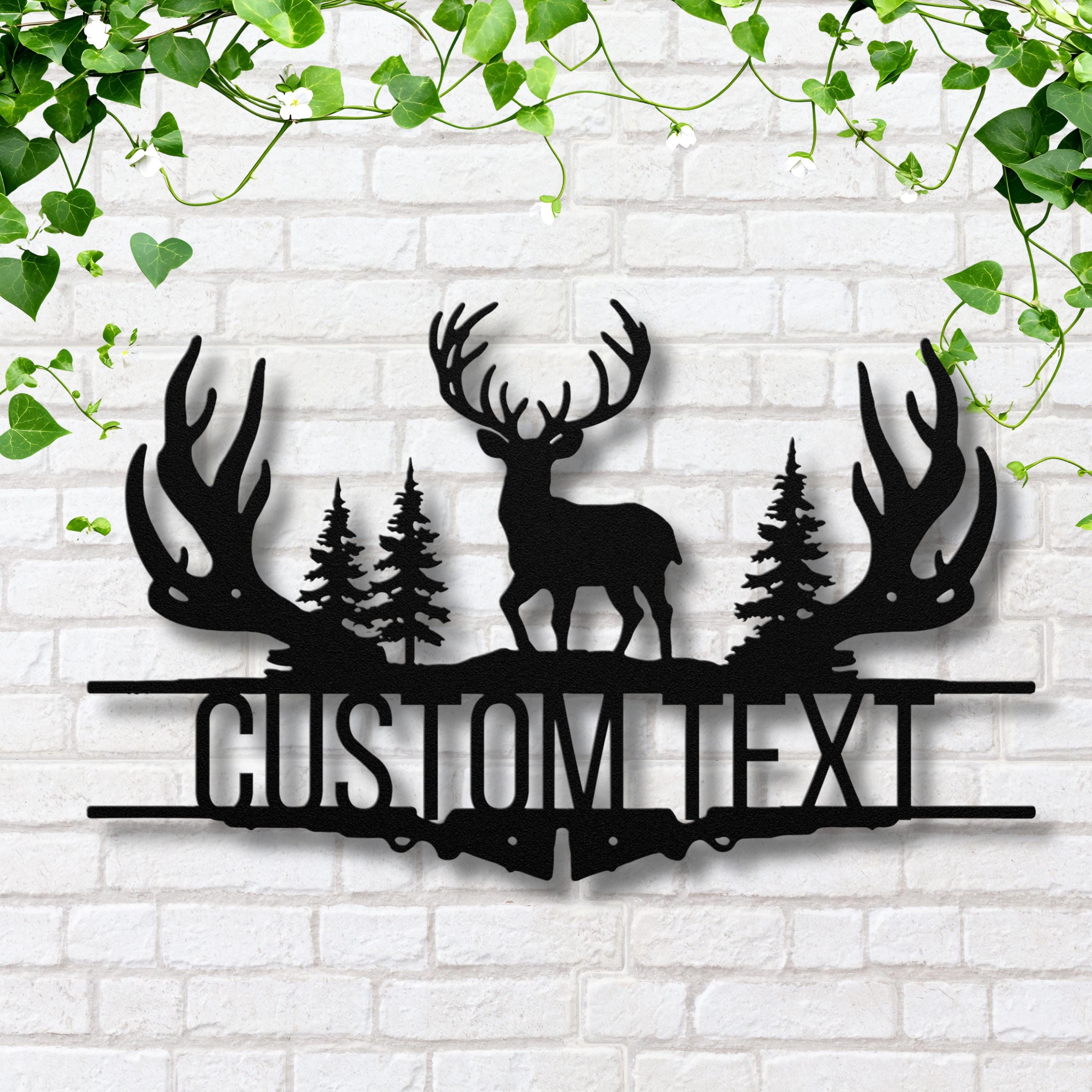 Personalized Deer Antler Metal Sign | Custom Hunting Cabin Decor | Rustic Woodland Hunter Gift
