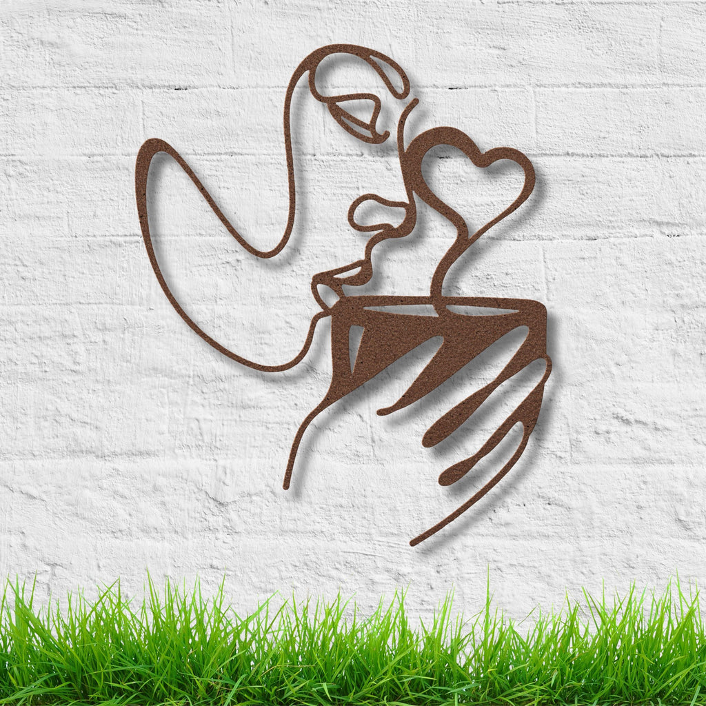 Coffee Metal Wall Art, Minimalist Woman Line Art, Kitchen Decor