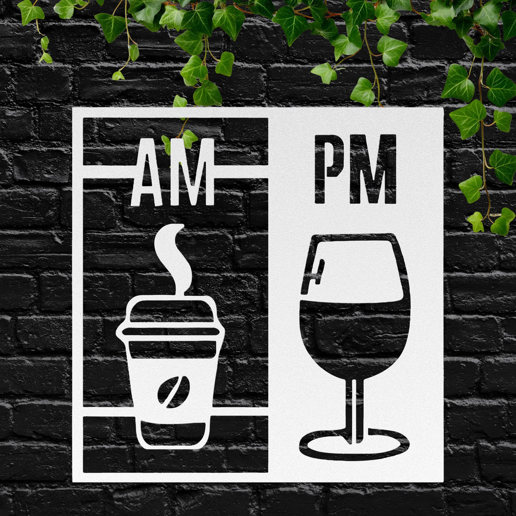 Coffee & Wine Metal Wall Art | AM PM Drink Sign