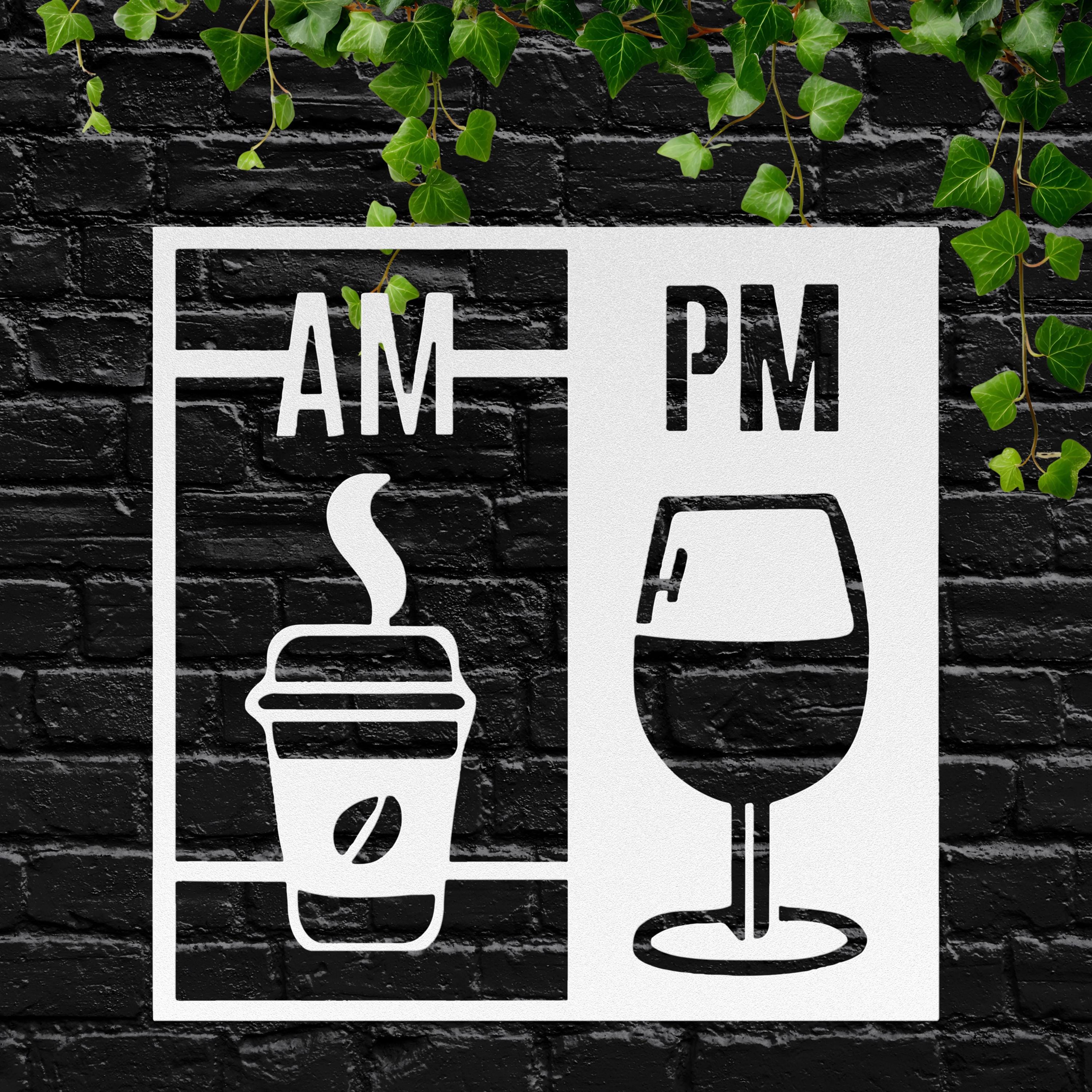 Coffee & Wine Metal Wall Art | AM PM Drink Sign