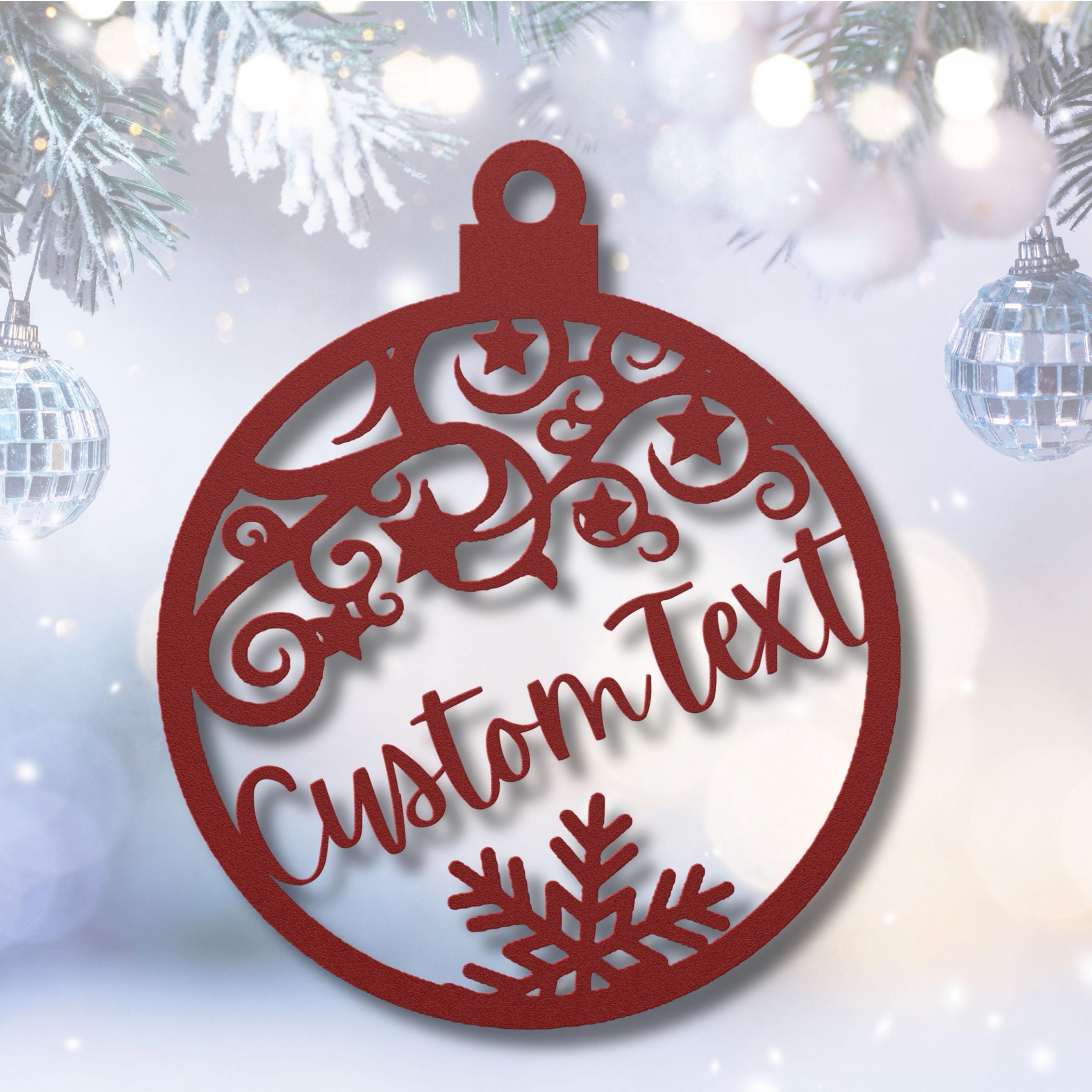 Personalized Christmas Ornament Metal Sign, Custom Family Name, Snowflake Decor