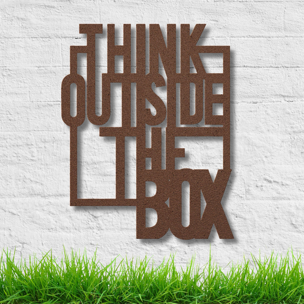 Motivational Metal Sign – Think Outside Box Decor | Durable Steel Office Wall Art