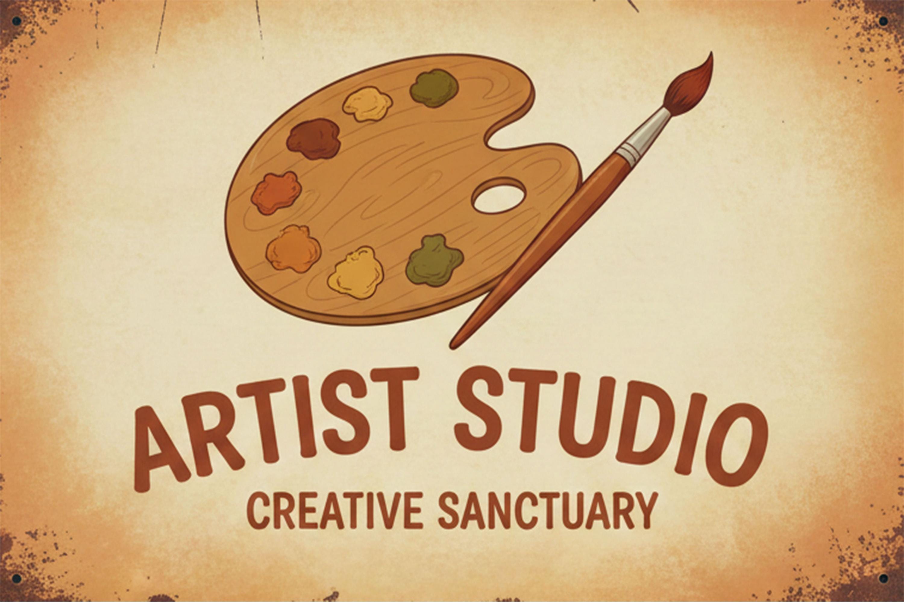Personalized Artist Studio Metal Sign, Creative Sanctuary Art, Custom Painter Gift
