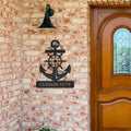 Personalized Captain's Wheel and Anchor Metal Sign, Custom Text, Nautical Gift, Sailor Gift