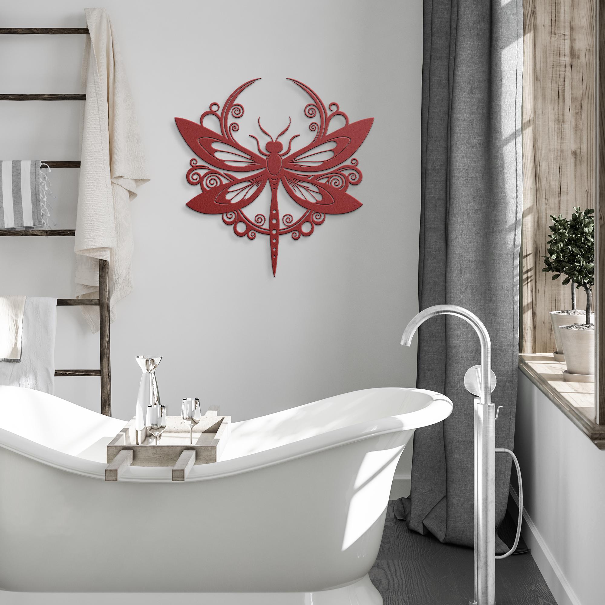 Dragonfly Metal Art – Ornate Celestial Wall Decor | Black Metal Cutout Sign