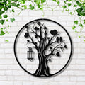 Tree of Life Metal Art – Heart Tree Sign With Love Birds Lantern, Family Sculpture