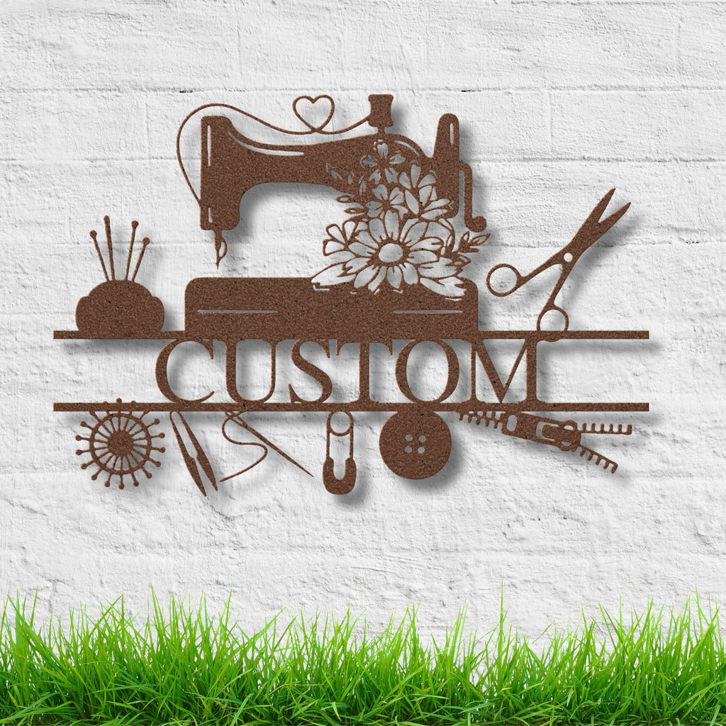 Custom Sewing Machine Metal Sign, Craft Room Decor