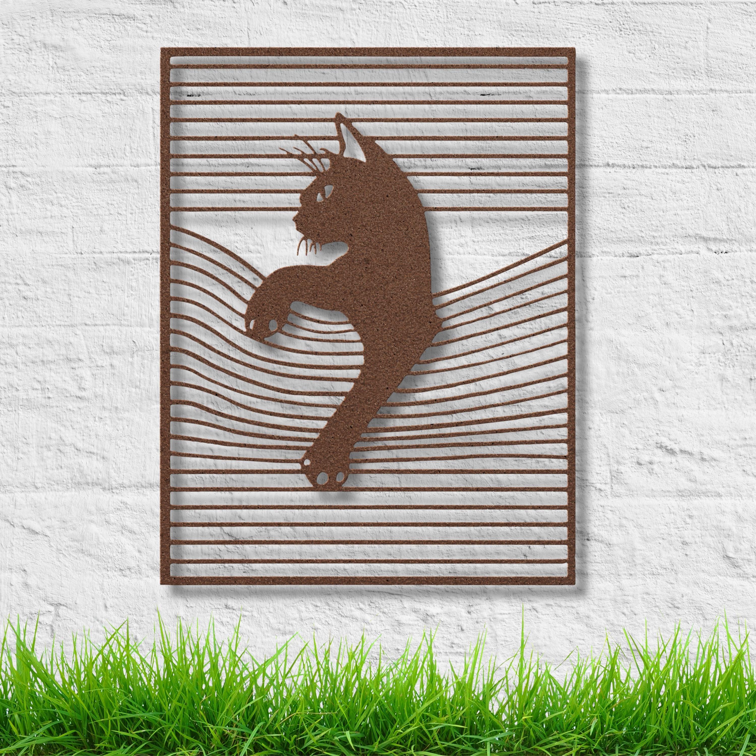 Curious Cat Metal Wall Art in Window Blinds | Feline Silhouette Sign | Unique Pet Lover Decor | Die-Cut Funny Gift