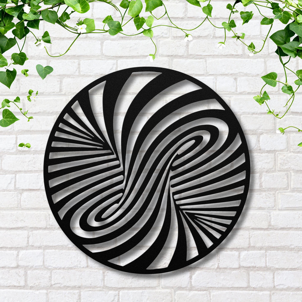 Abstract Swirl Metal Wall Art, Optical Illusion Sign, Black and White Spiral Decor, Geometric Modern Wall Hanging, Unique Housewarming Gift