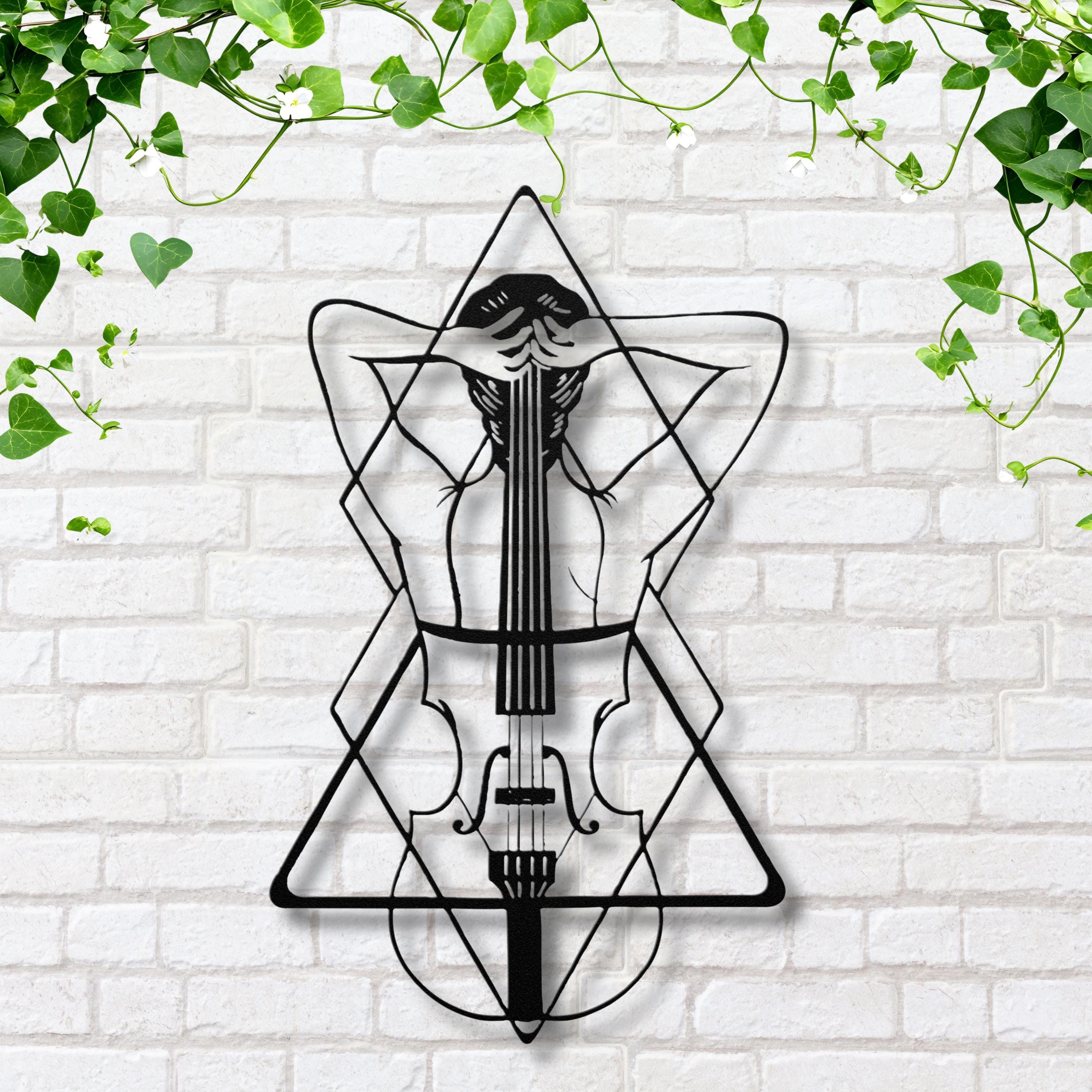 Violin Metal Wall Art, Geometric Female Figure, Music Lover Gift