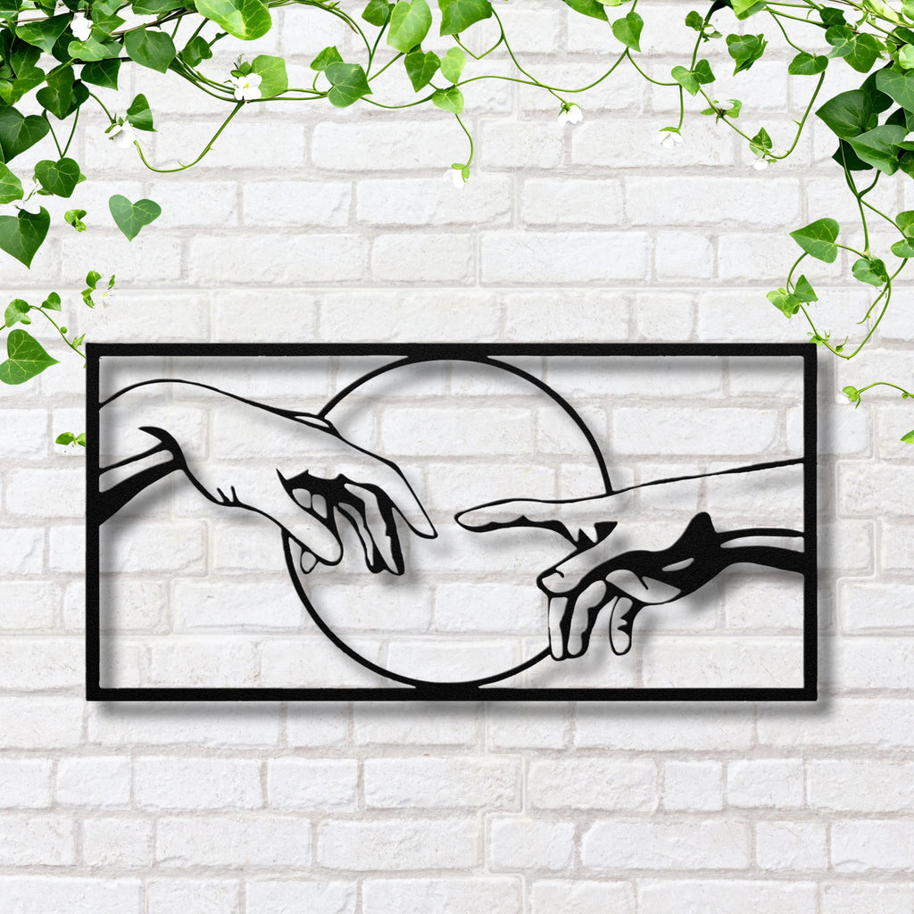 Creation of Adam Hands Metal Wall Art | Michelangelo Inspired Decor | Famous Painting Art | Classic Home Die Cut
