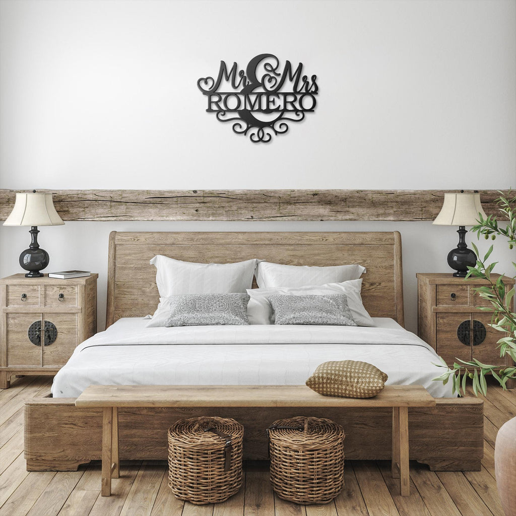Personalized Mr & Mrs Metal Last Name Sign, Wedding Gift