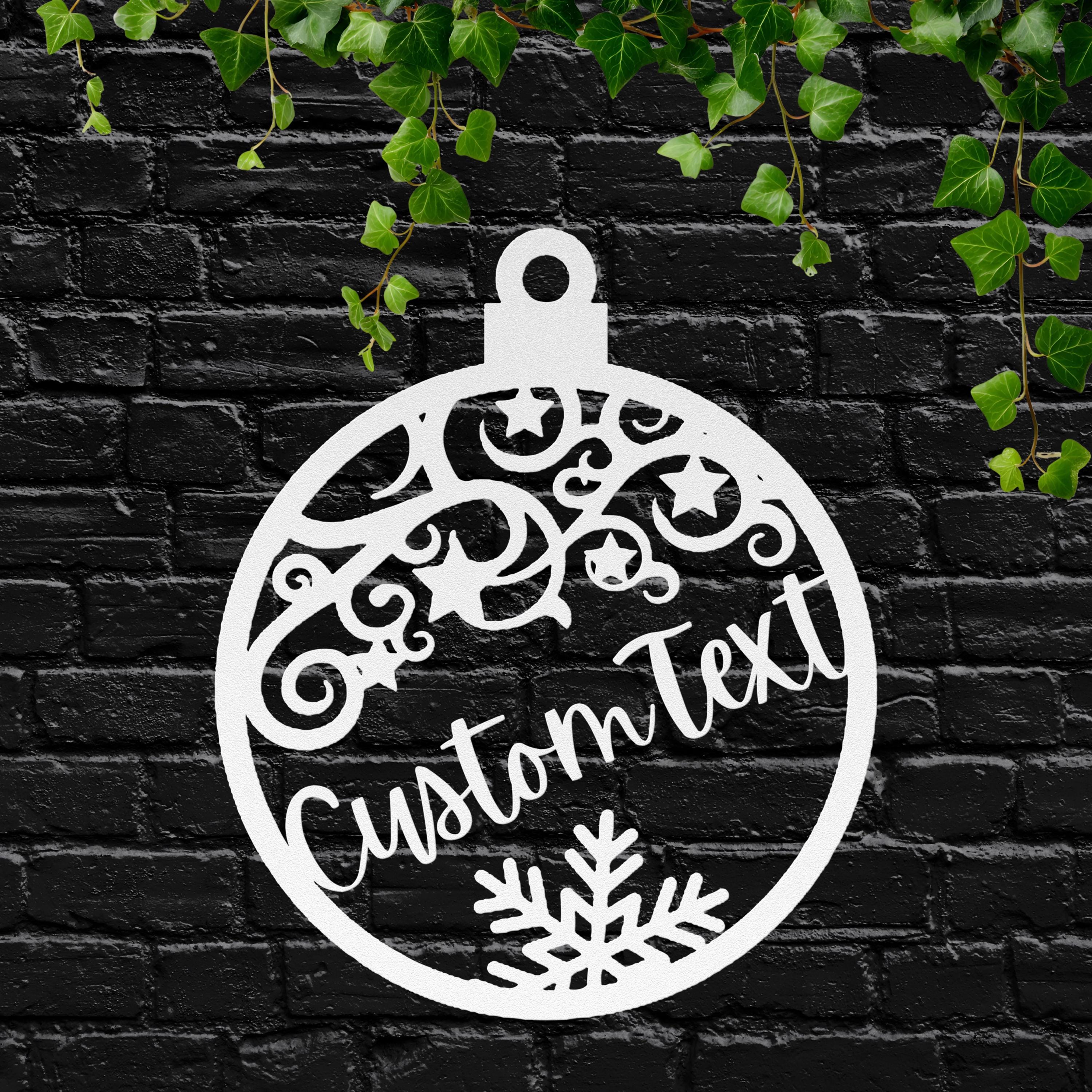 Personalized Christmas Ornament Metal Sign, Custom Family Name, Snowflake Decor