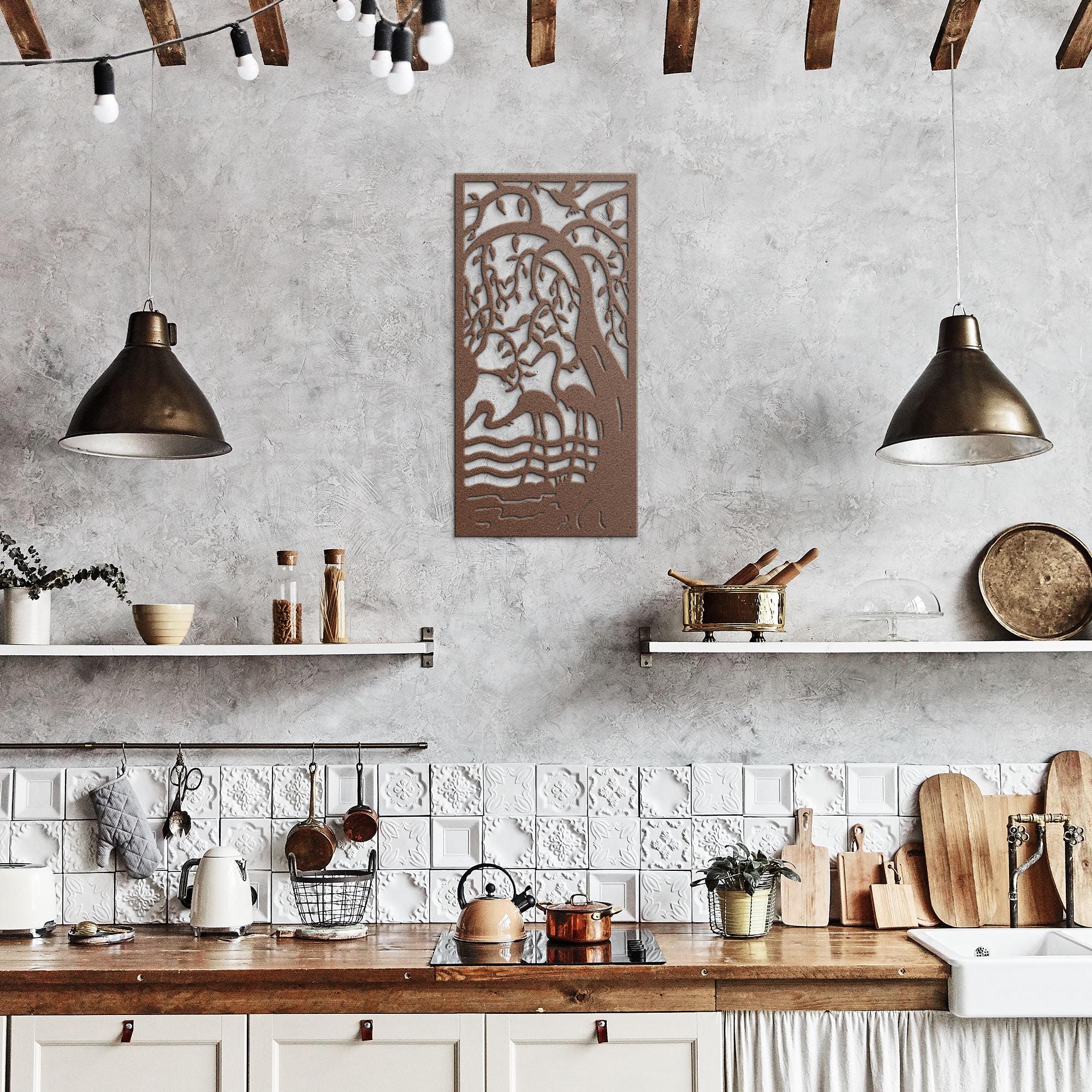 Cranes in Nature Metal Wall Art, Heron Wetland Sign, Bird Silhouette Decor, River Scene Gift