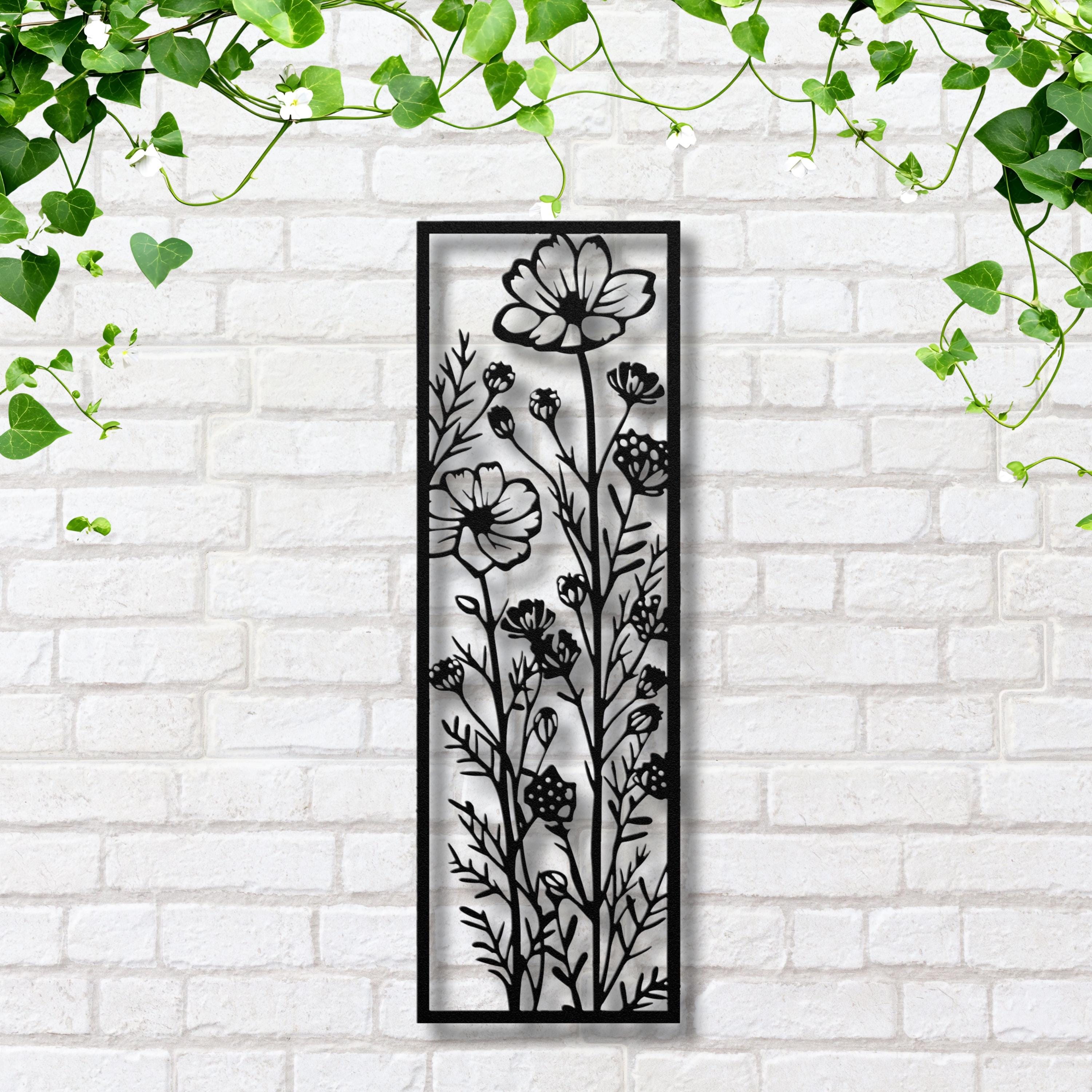 Metal Flower Wall Art – Vertical Floral Panel | Durable Botanical Wall Decor