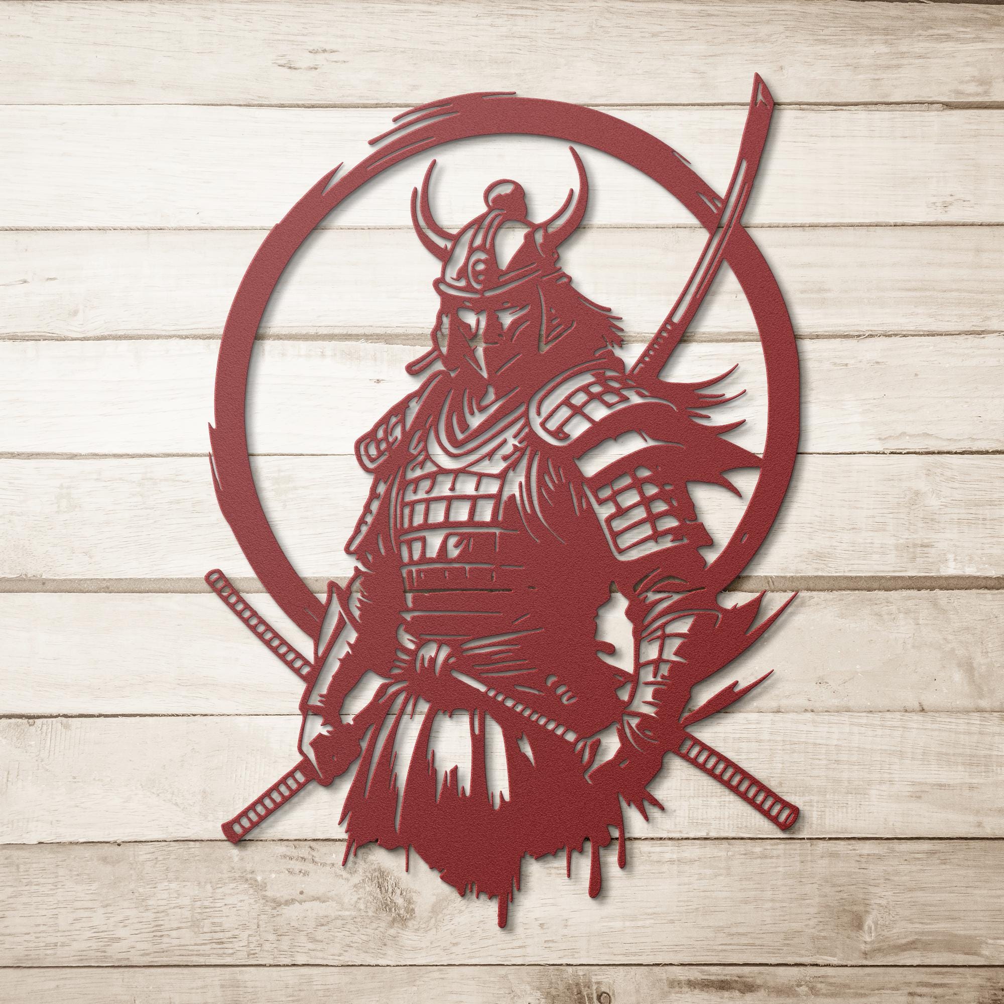 Samurai Metal Wall Art, Japanese Warrior Decor, Bushido Katana Sign, Zen Martial Arts Gift
