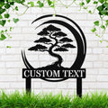Personalized Bonsai Tree Metal Sign, Garden Stake, Custom Zen Yard Art, Die Cut Gift