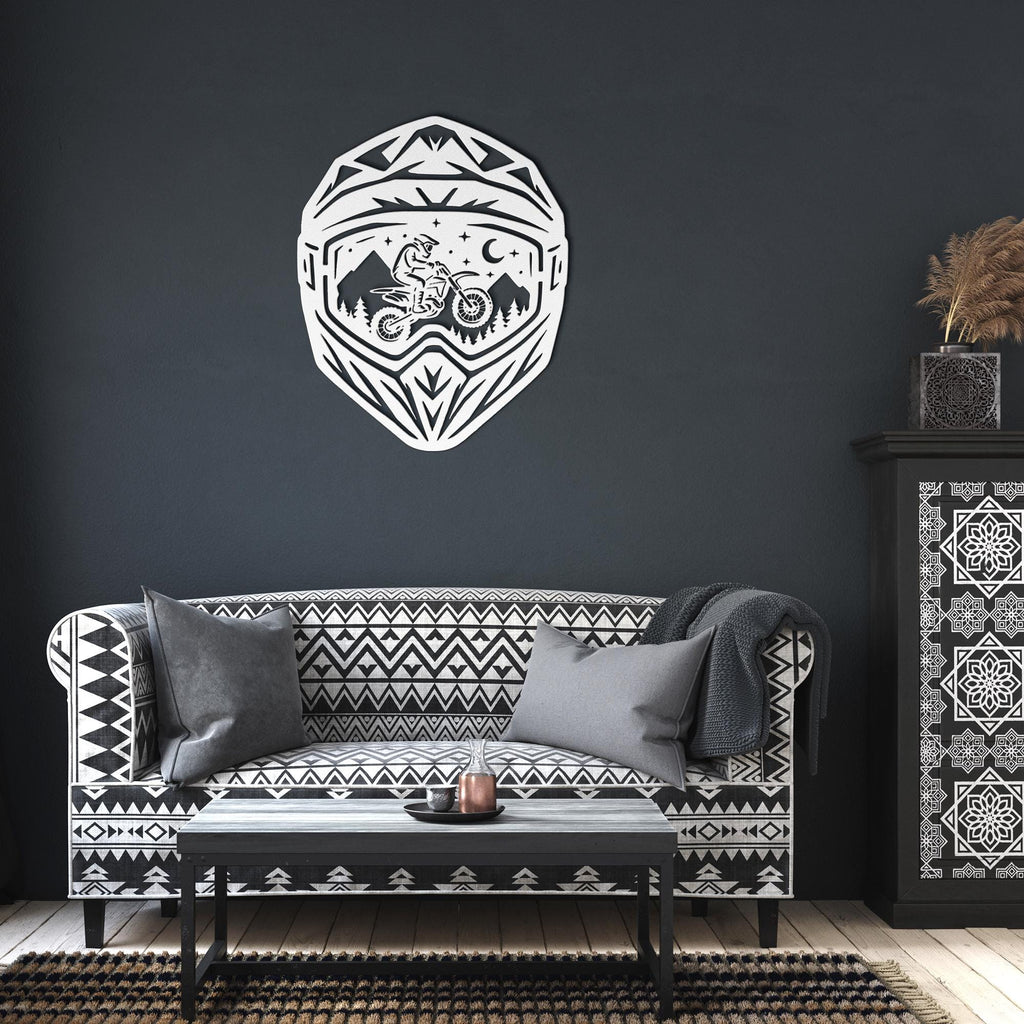 Dirt Bike Metal Wall Art, Motocross Helmet Sign, Garage Decor, Biker Gift for Men