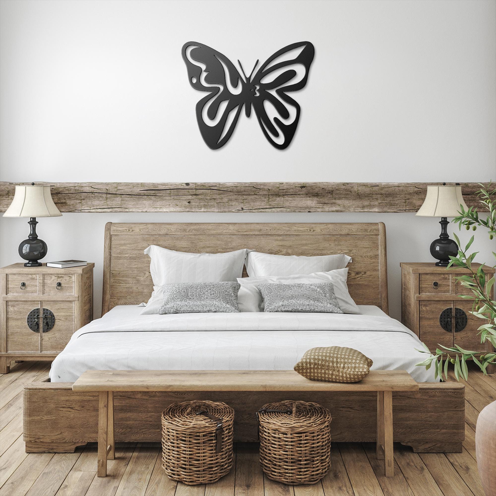 Metal Butterfly Wall Art, Die-Cut Black Insect Decor, Minimalist Animal Sign, Nature Home Accent, Elegant Room Decor