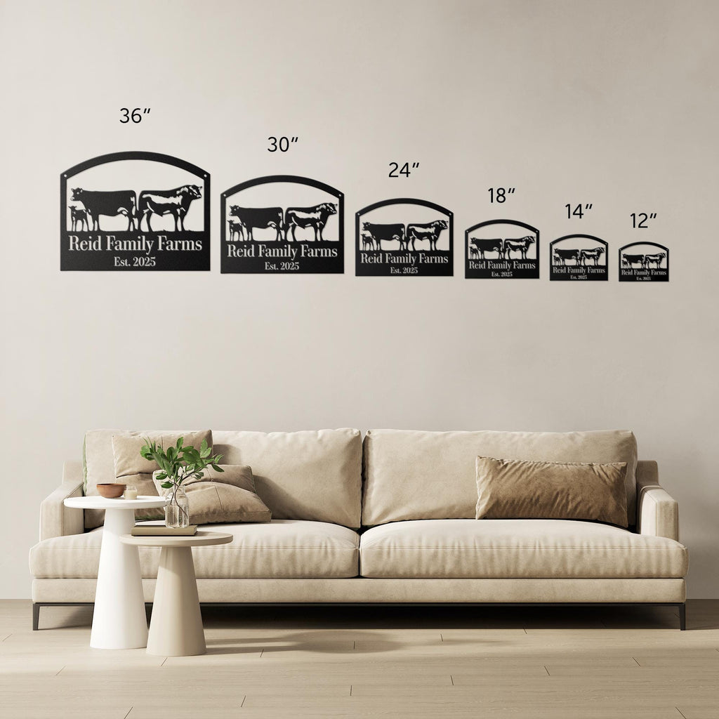 Personalized Cattle Farm Sign | Custom Cow Ranch Metal Art | Livestock Family Die-Cut | Established Date Barn Decor