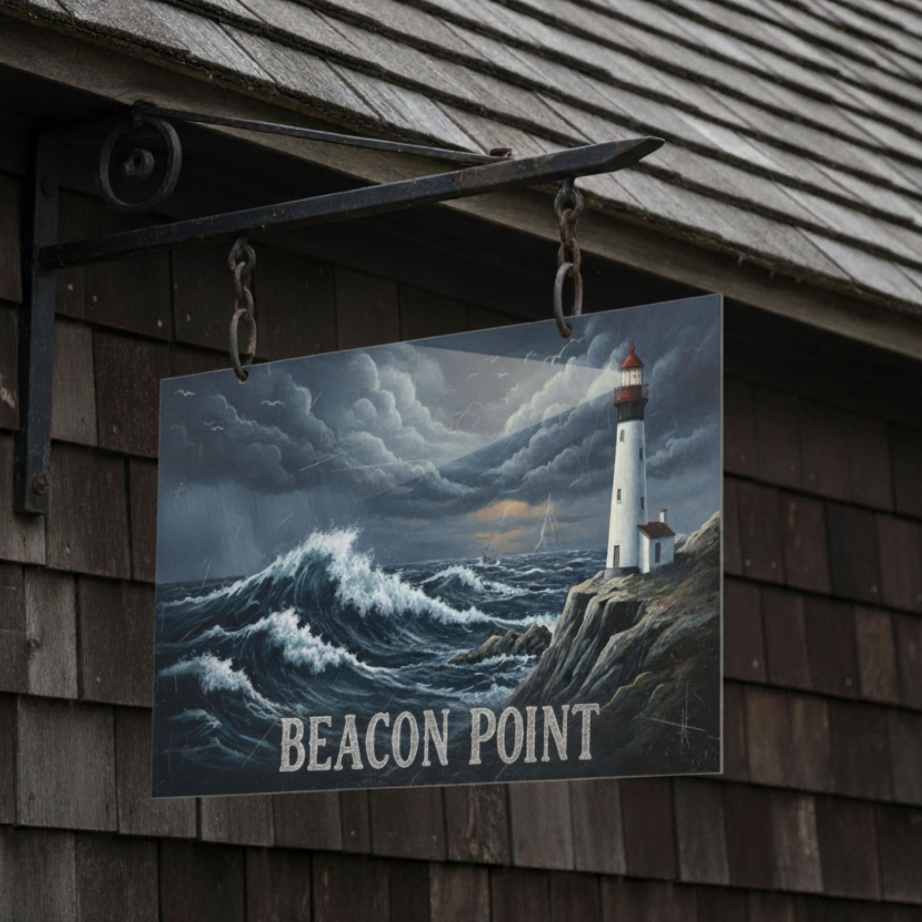 Metal Lighthouse Sign - Nautical Wall Art | Coastal Home Decor | Vintage Sea Gift