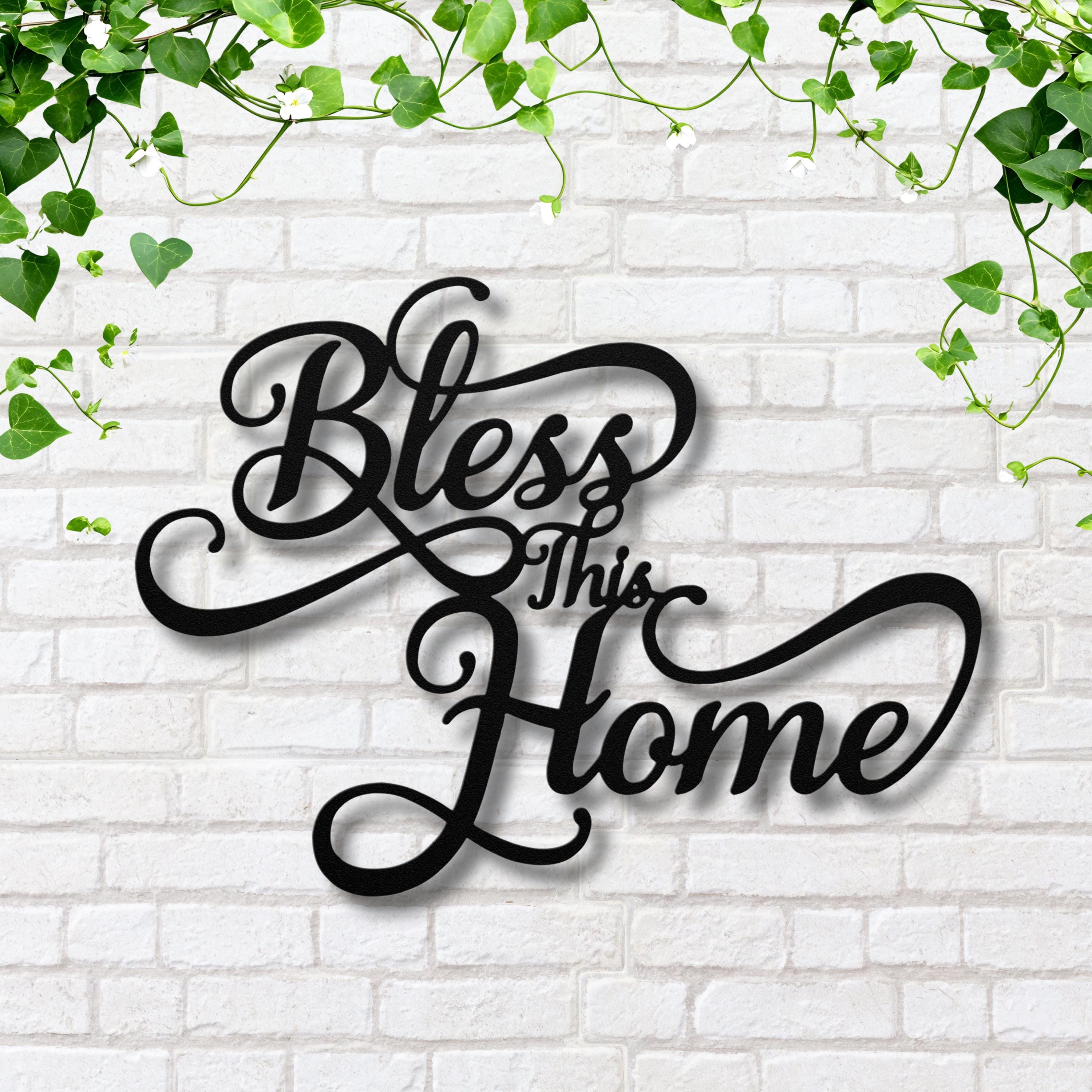 Bless This Home Sign, Metal Wall Art, Housewarming Gift, Script Home Decor Art