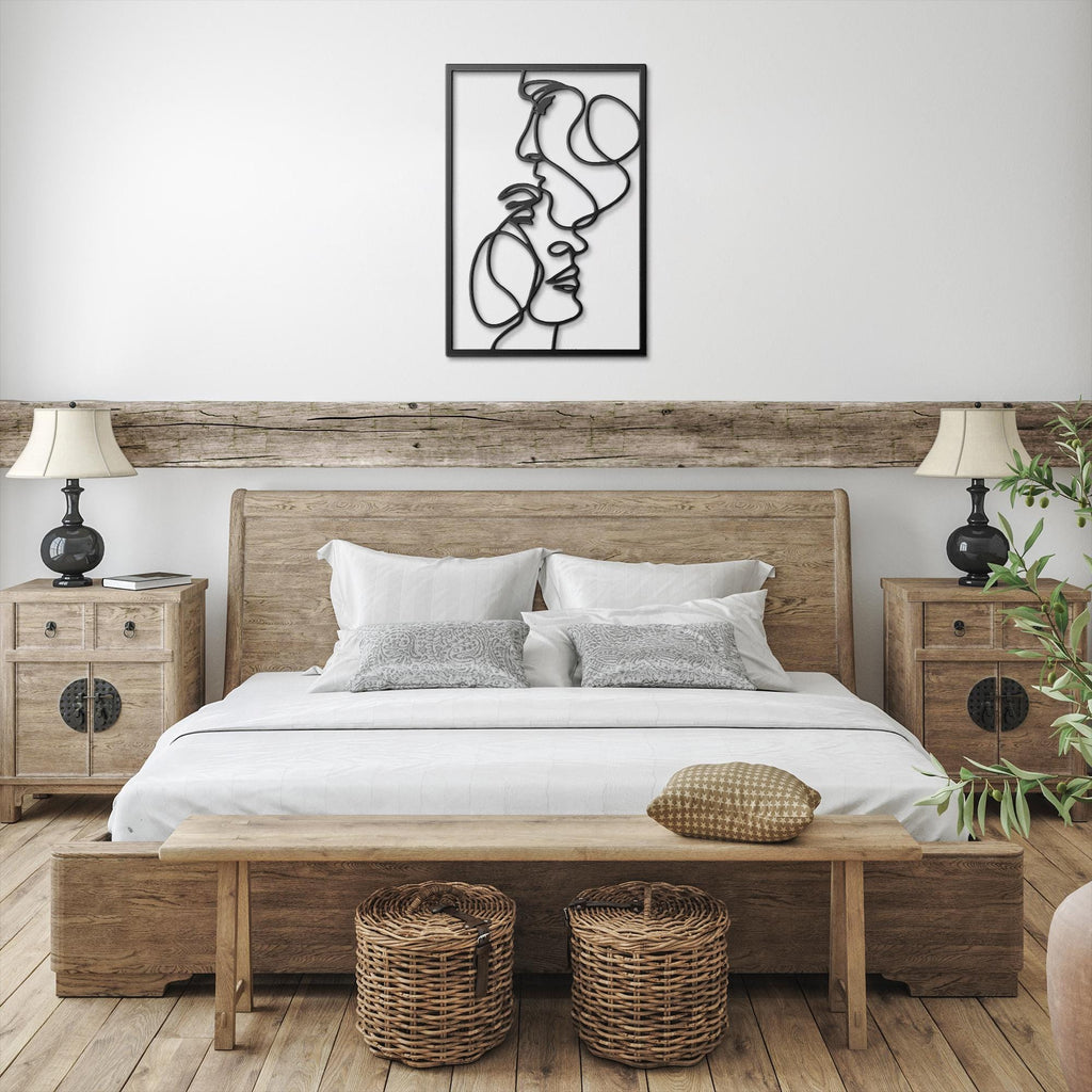 Romantic Metal Wall Art – Abstract Love Line Artwork | Anniversary Gift Decor