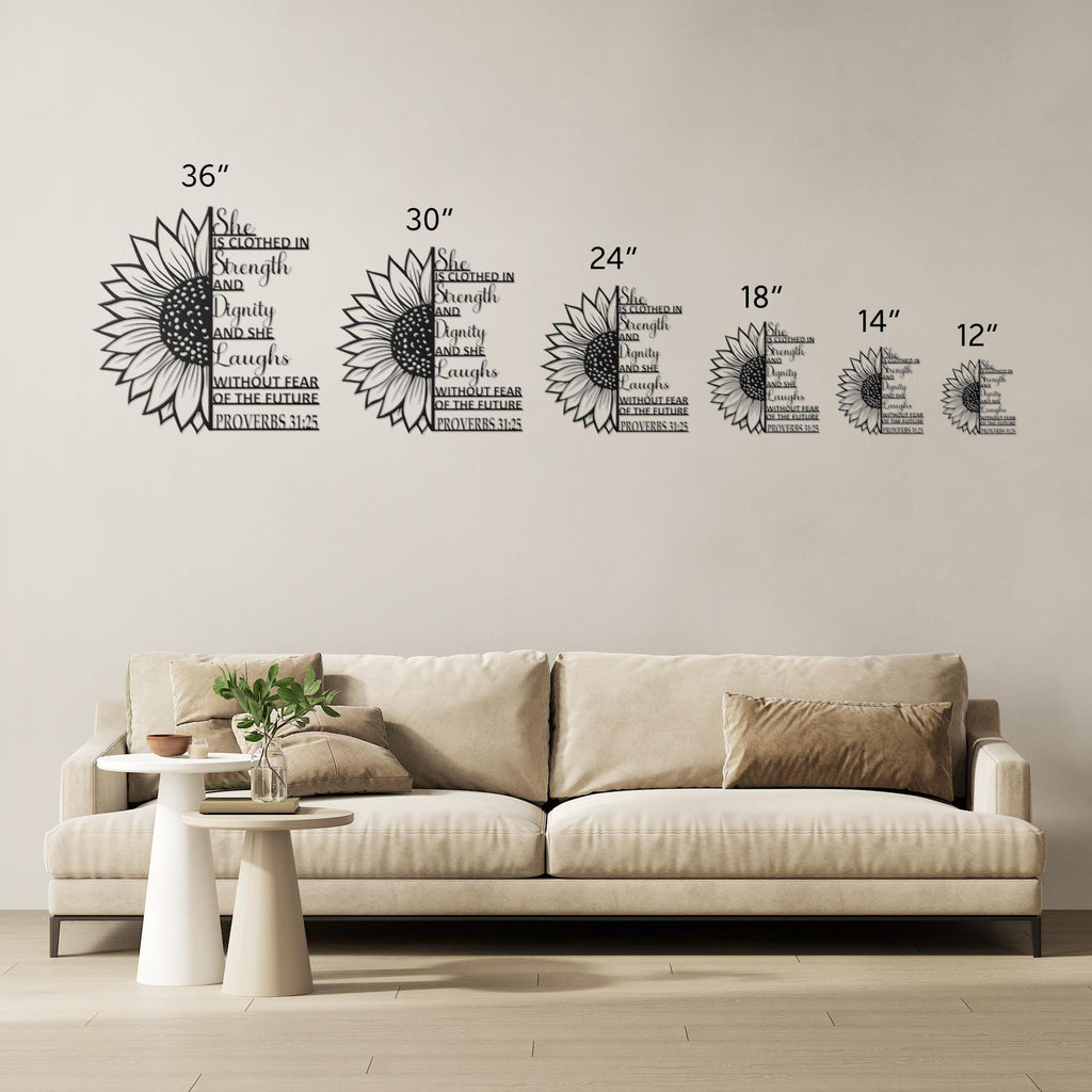 Christian Metal Wall Art, Proverbs 31:25, Faith Home Decor