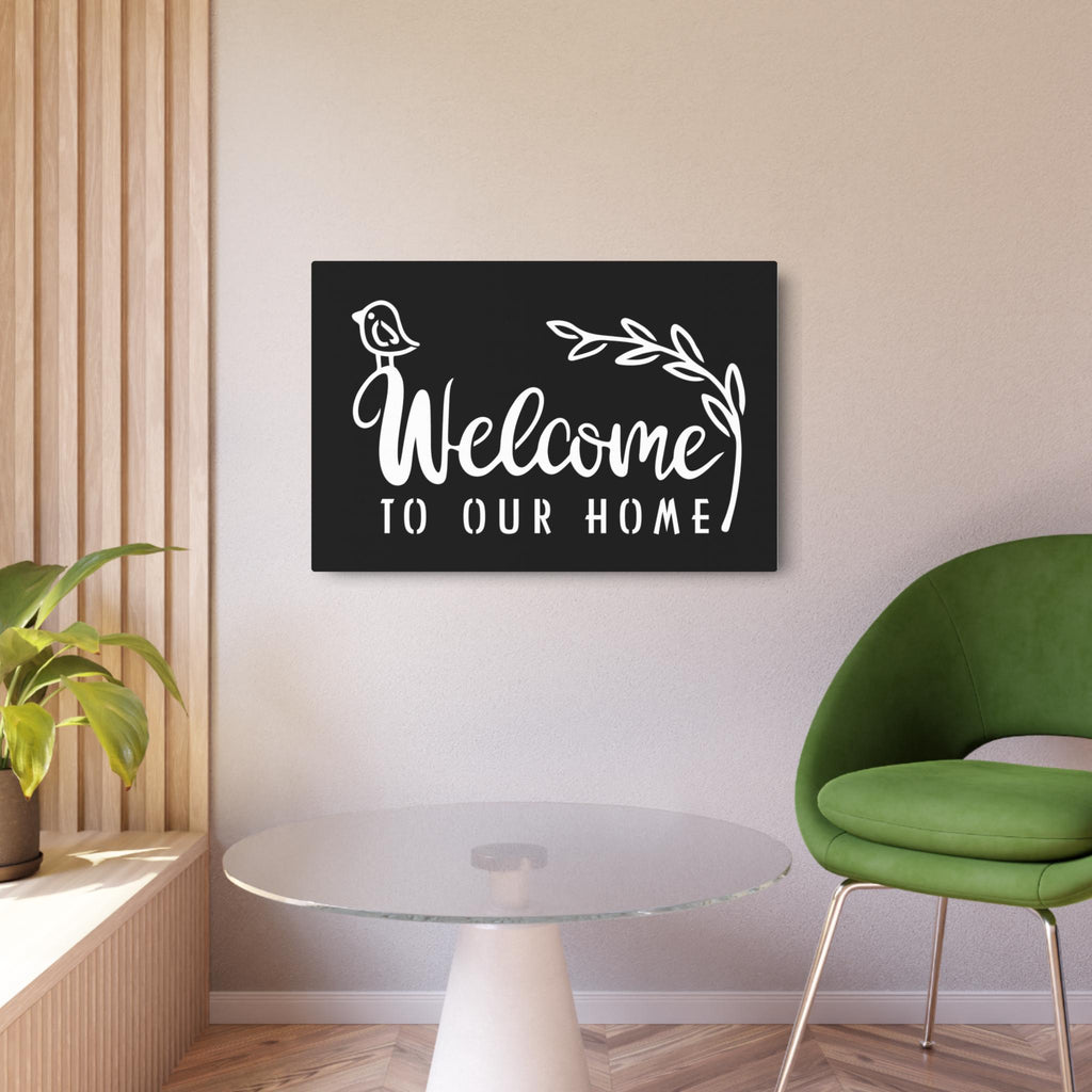 Welcome To Our Home Metal Sign, Bird & Vine Decor