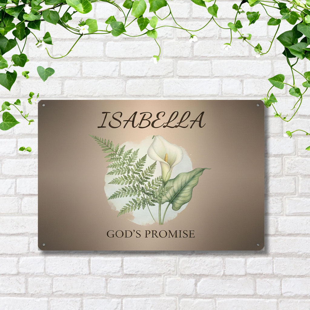 Personalized Name Meaning Metal Sign, Calla Lily Floral Wall Art, Custom Nursery Decor