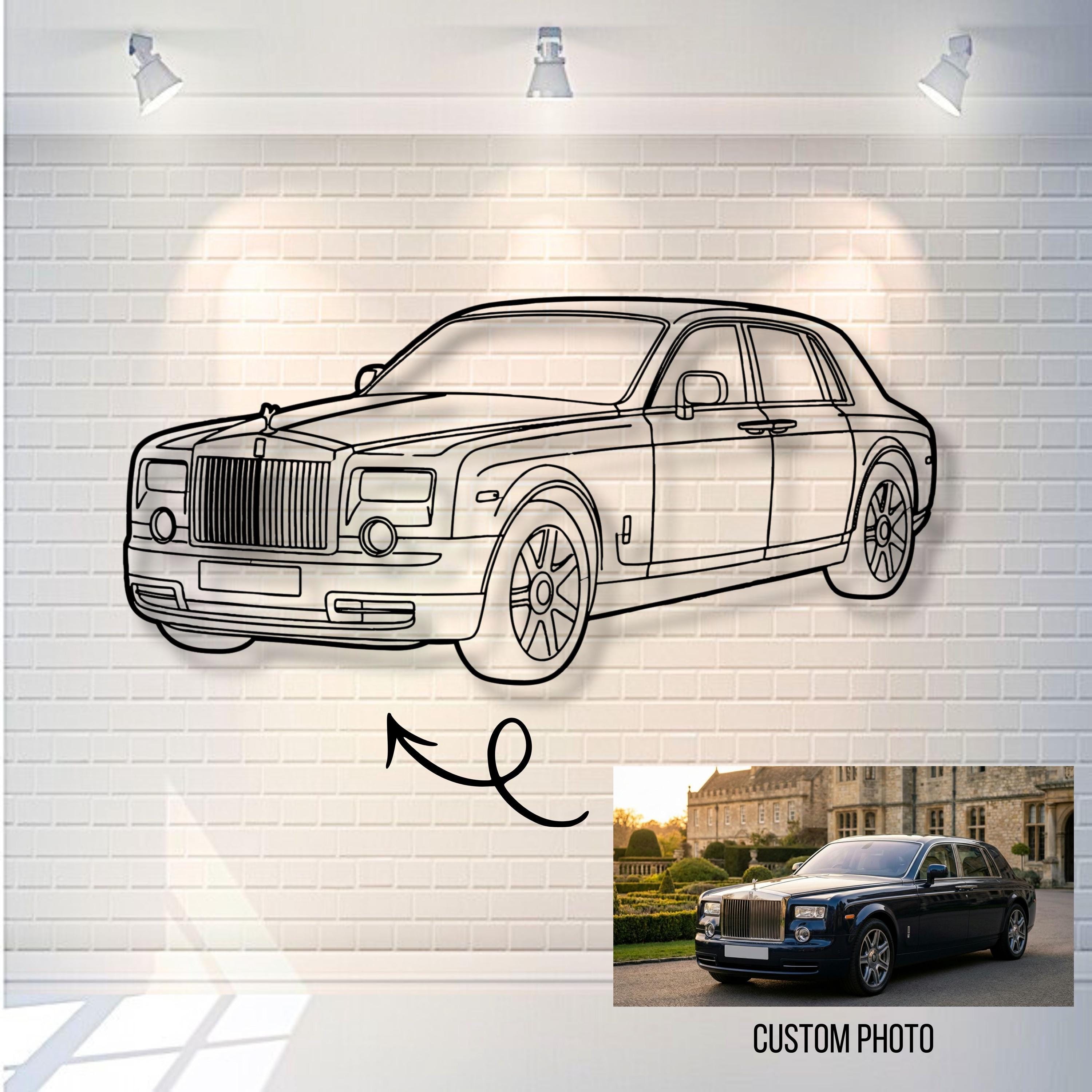 Custom Car Portrait From Photo, Metal Wall Art, Automotive Silhouette, Garage Decor Gift