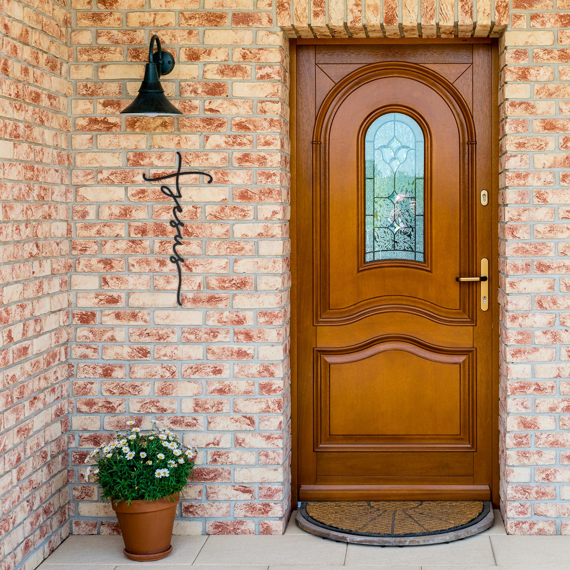 Jesus Name Cross Metal Wall Art: Christian Home Decor