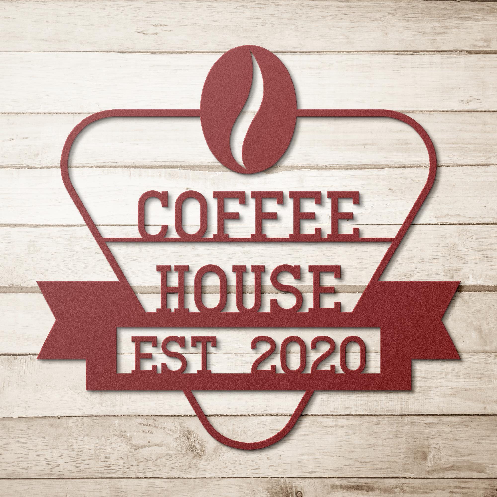 Custom Metal Coffee Shop Logo Sign: Personalized Business Decor