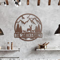 Personalized Family Name Metal Art, Mountain Deer Cabin Decor