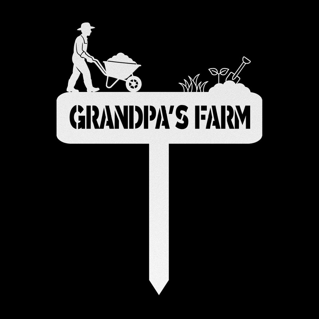 Personalized Metal Garden Sign: Farmer & Wheelbarrow Decor
