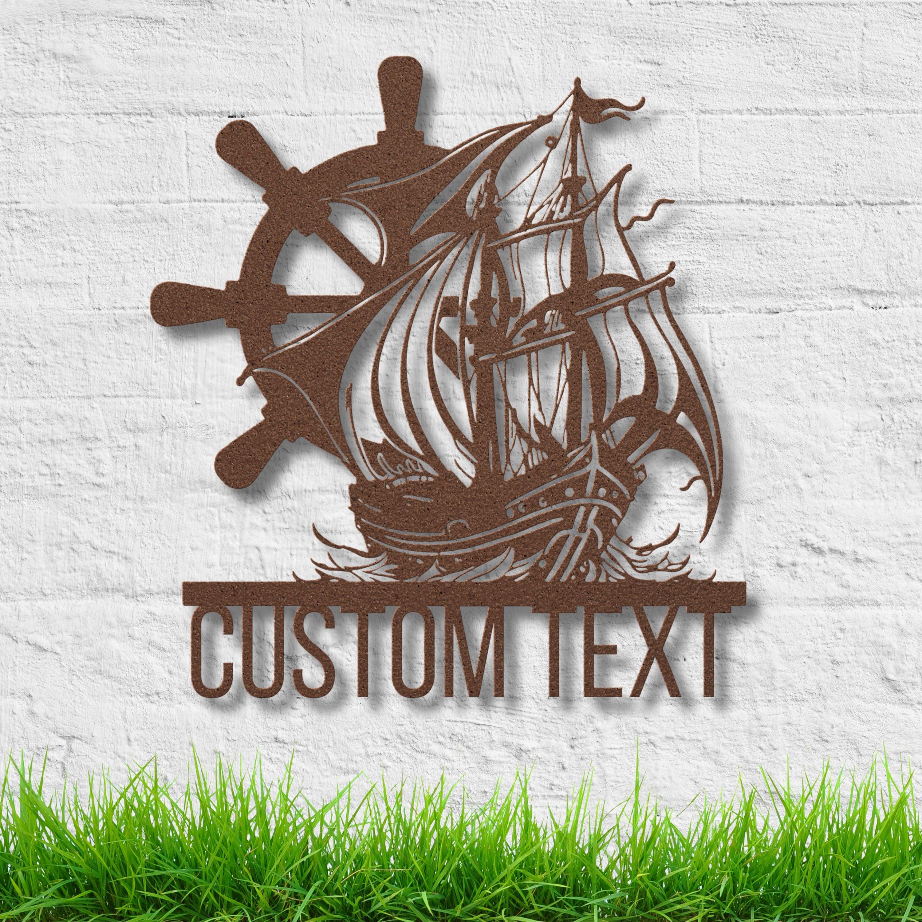 Custom Ship Metal Sign | Personalized Sailing Home Decor | Nautical Pirate Boat Wall Art Gift